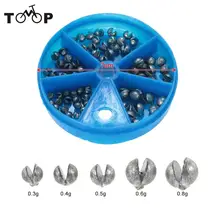 76 шт./лот, 5 размеров, Круглый, раздельный, свинцовый вес, рыболовные снасти, свинцовые, черные, рыболовные грузила, комплекты