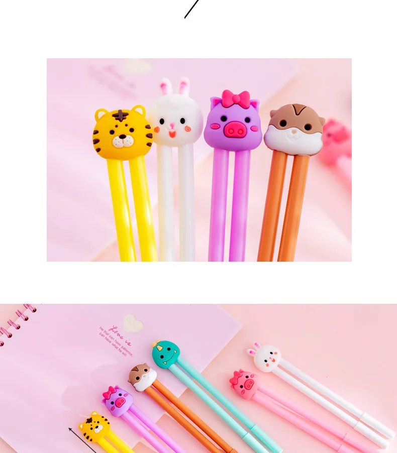 1 Set Cute Animal Creativity Kawaii Gel Pens for School Officel Supplies Gift Stationery 0.38mm Pen