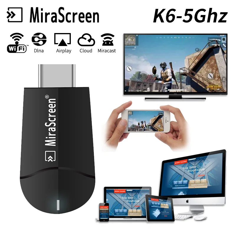 

Cheap! K6- 5G TV stick MiraScreen 4K 1080P HD WIFI Wireless Dual Band Display Donge Miracast Airplay Mirroring For ios/ Android