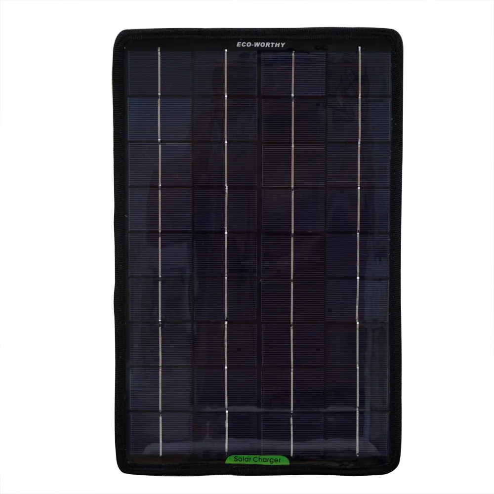 ECO-WORTHY 12 Volts 10 Watts Portable Power Solar Panel Battery Charger Backup for Car Boat with Alligator Clip Adapter ECO-WORTHY 12 Volts 10 Watts Portable Power Solar Panel Battery Charger Backup for Car Boat with Alligator Clip Adapter