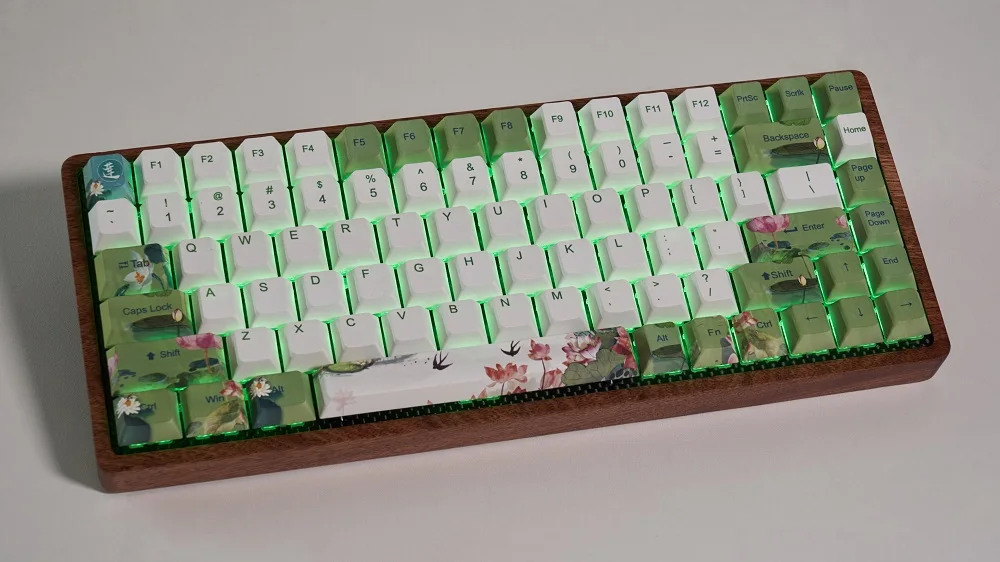 Gk84 механическая клавиатура 75% dye sub keycap Деревянный Пользовательский светильник rgb чернила paintingsakura lotus bluetooth 4,0 USB двойной режим