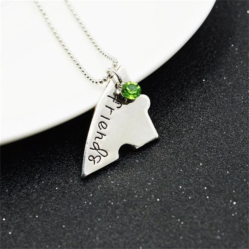 New Popular Jewelry four parts of the puzzle Heart shaped inlay rhinestones pendant Best Friends Forever and ever Necklace - Image 3