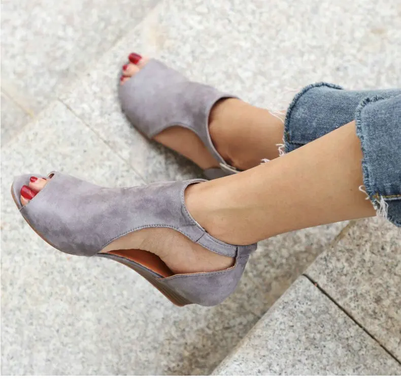Women's Boots' Women Slip-On Fashion Ankle Summer Boots Women Plus Size High Heels Wedge Ankle Boots For Womens Winter Boot (5)
