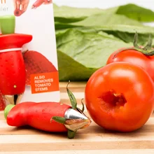 1pc Plastic Strawberry Hullers Fruit Pedicle Removal Device Tomato Stalks Strawberry Knife Stem Remover Kitchen Gadgets