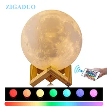 24CM 22CM 18CM 20CM Lampara Luna 3D Print Moon Lamp Colors Change Touch Bedroom Bookcase Night Light Home Decor Christmas Gift