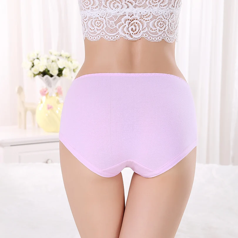 Uskincare Panties 4 Pieces/lot Lace Women Cotton Brief Underwear Mid-waist Solid Panties Breathable Ladies Underpants Female
