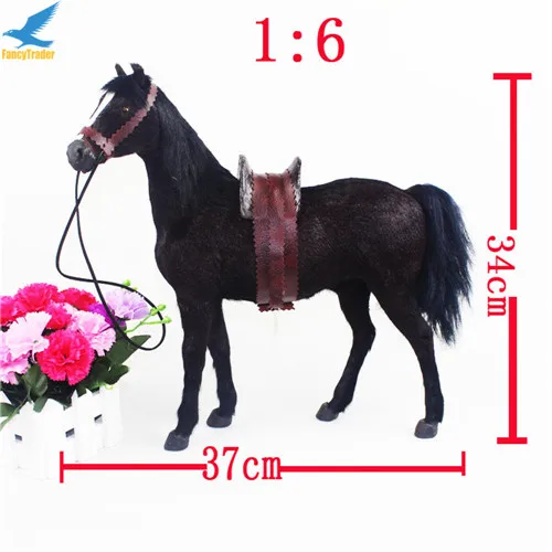 Fancytrader Simulation 16 Scale Ferghana Horse Toy with Saddle Home Decoration Photograph Prop Great Rare Collection 3 Colors (6)
