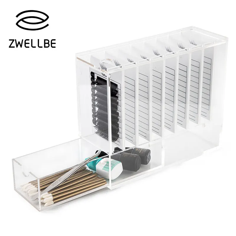 Zwellbe 8 слоев ресницы для наращивания прозрачный дисплей коробка клей поддон держатель макияж инструмент коробка для хранения Контейнер Чехол