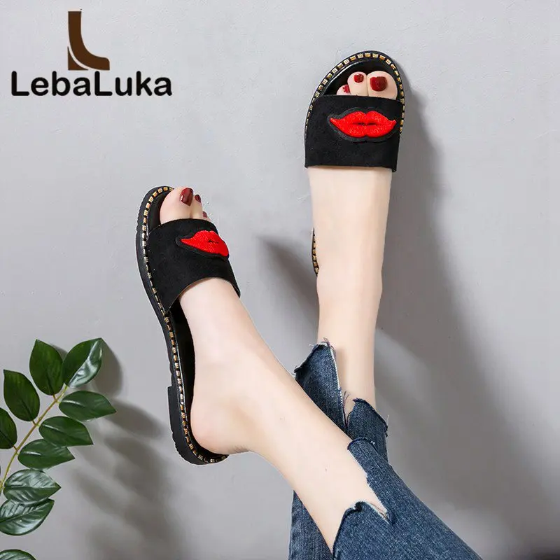 

LebaLuka Women Sandals Fashion Slip On Slippers Daily Outdoor Open Toe Flats Sexy Print Stylish Summer Shoes Women Size 35-40