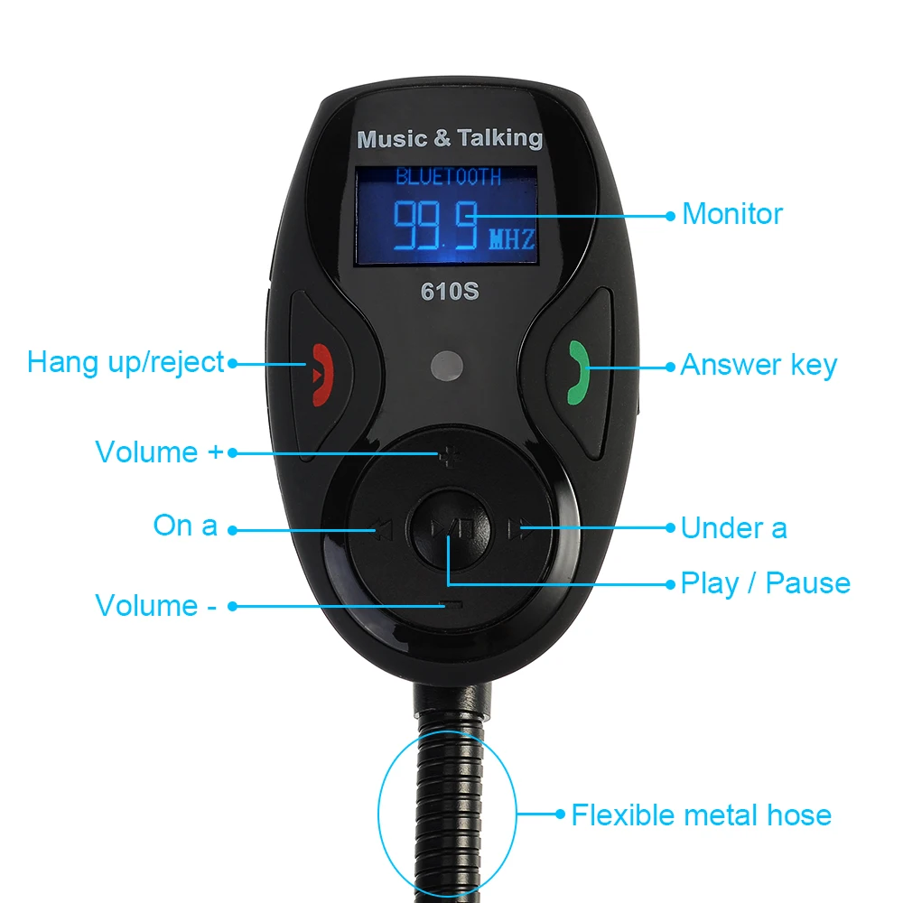 VicTsing Car Kit Hands-free Stereo Bluetooth FM Transmitter Modulator MP3 Player DC 12V- 24V Auto Music Player Cheap             (11)