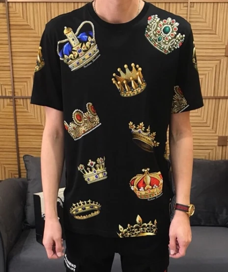 Весна 19ss новые модные футболки arrival crown с королевским принтом футболка для мужчин брендовая дизайнерская известная хлопковая футболка