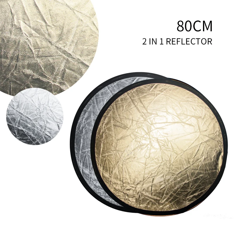 

80cm 2 in 1 Portable Collapsible Round Light Reflector Flash Accessories for Photography Studio Multi Photo Disc Diffuers