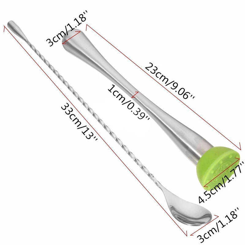 JX-LCLYL Stainless Steel Muddler Spoon Bar Cocktail Mojito Drink Stirrer Mixer Barware