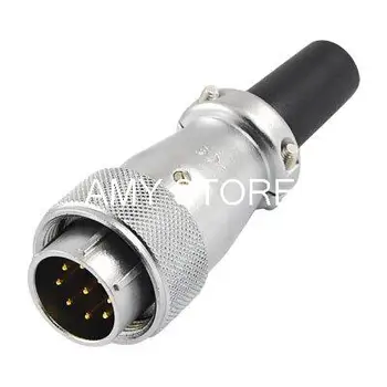 

20mm Mounting Hole Aluminum 9 Pins Aviation Coupling Plug AC 550V