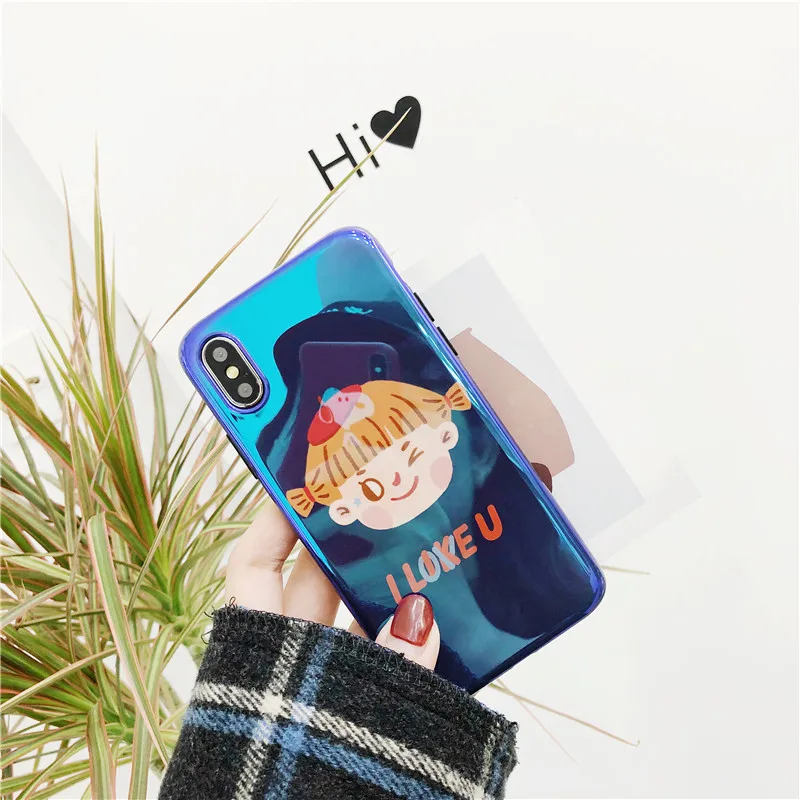 Мультфильм Blu Ray чехол для iphone 8 plus милый окрашенный телефона 6 s 7 силиконовый