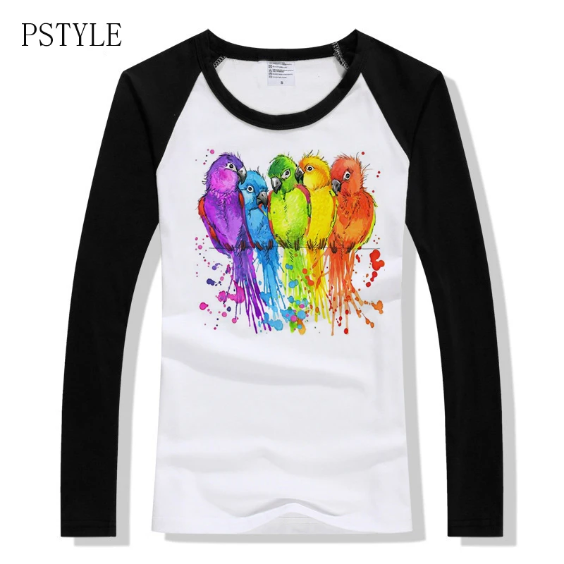 

Women's Tshirt 2019 Lgbt Pride Design Tees Shirt for Lady Girl Raglan Sleeve Modal Casual T-shirts Rainbow Bird Printed Tops
