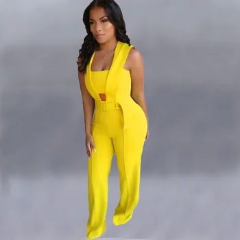 

2019 Spring And Summer Fashion Solid Color Sleeveless Off Shoulder Halter Slim Pants Women Casual Jumpsuits Female Playsuits