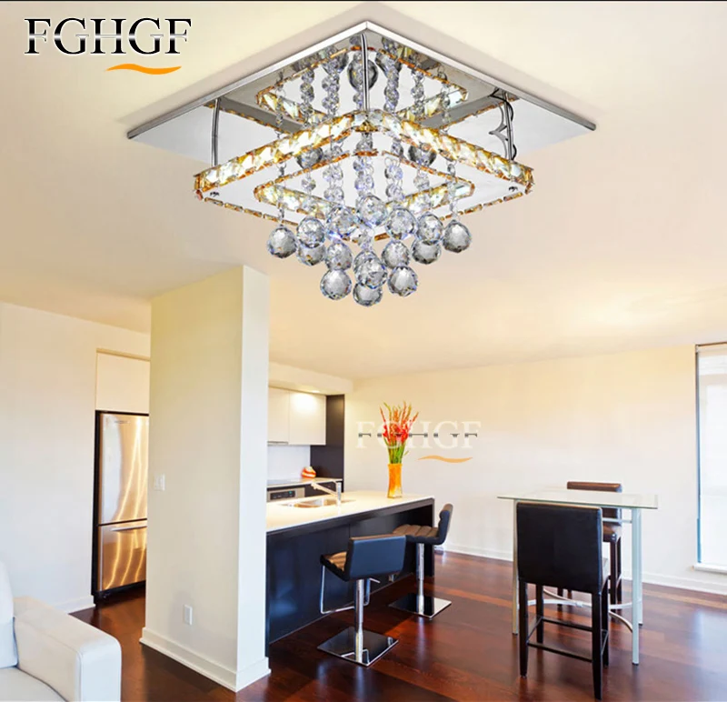 Modern Crystal LED Chandelier LED Diamond Sqaure Lamp Cristal lamparas de tech Flush Mounted Lighting for Living Room Bedroom (7)