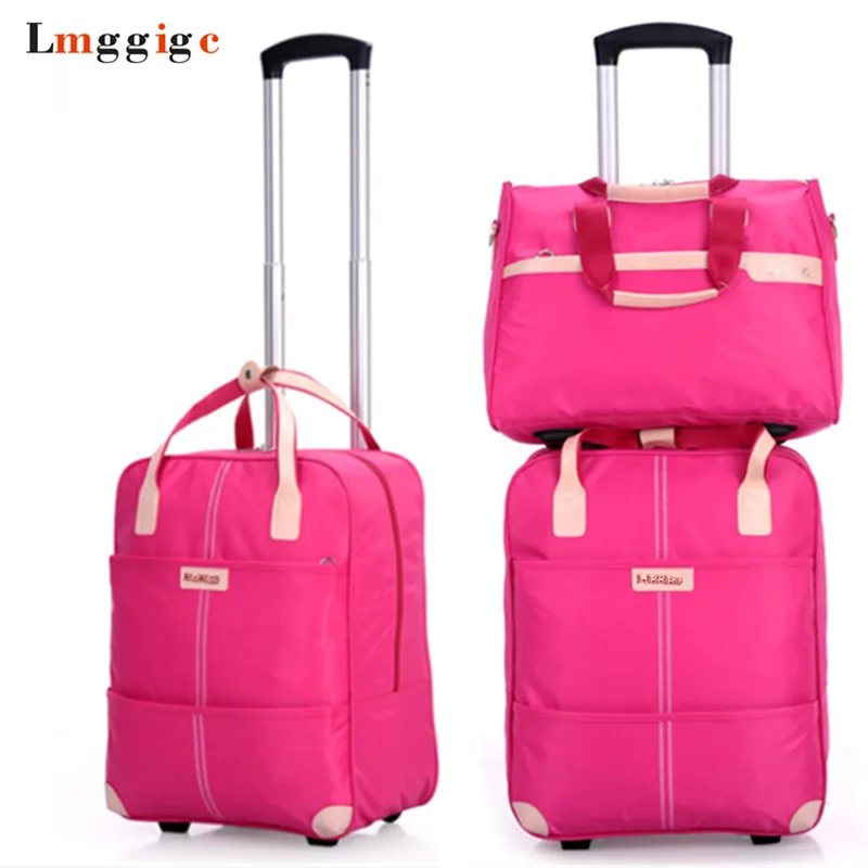 Conjunto de bolsas de equipaje para mujer, Maleta de viaje de tela Oxford  impermeable, cubierta de carrito de rueda, Dragbox portátil de transporte  con bolso - AliExpress Maletas y bolsas