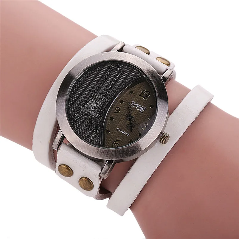 

9s & cheap Brand Vintage Cow Leather Bracelet Watch Men Women Wristwatch Quartz High quality watch 0717