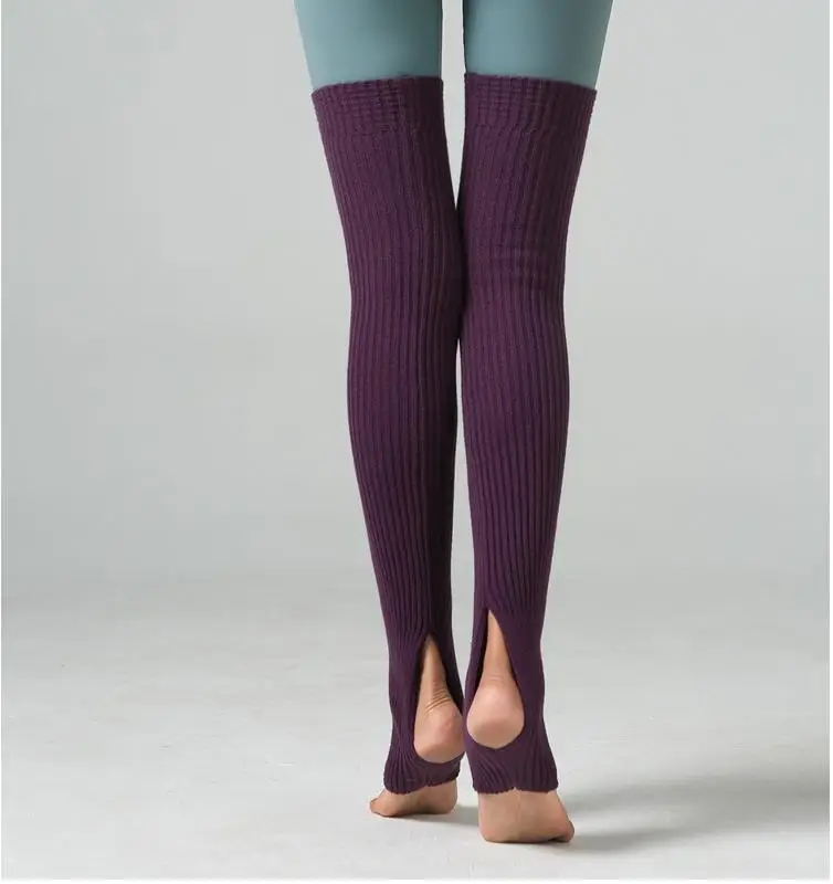 Leg Warmers Fashion Women Long Socks 1 Pair Girls Leg Warmers Socks Long Footless Socks Winter Autumn Dance Ballet Stocks - Color: Dark purple