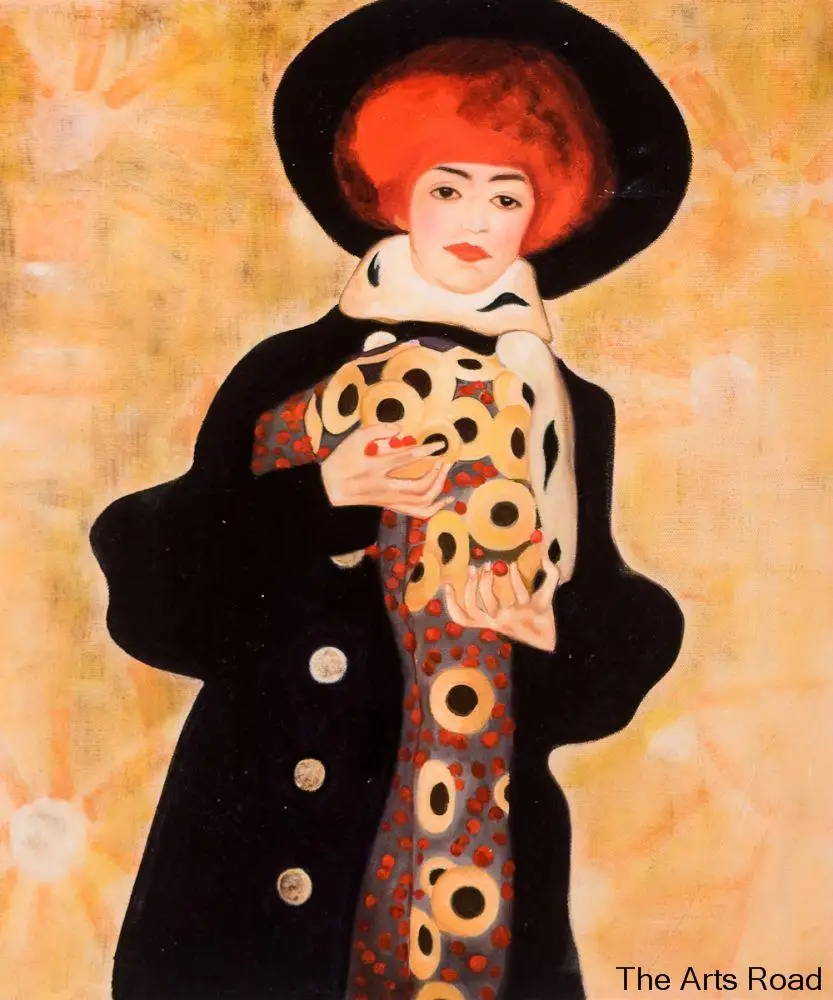 

Ручной работы картины, настенные декорации женщина с черной шляпы, 1909 Эгона Шиле изобразительного искусства Portrat Вертикальный чехол