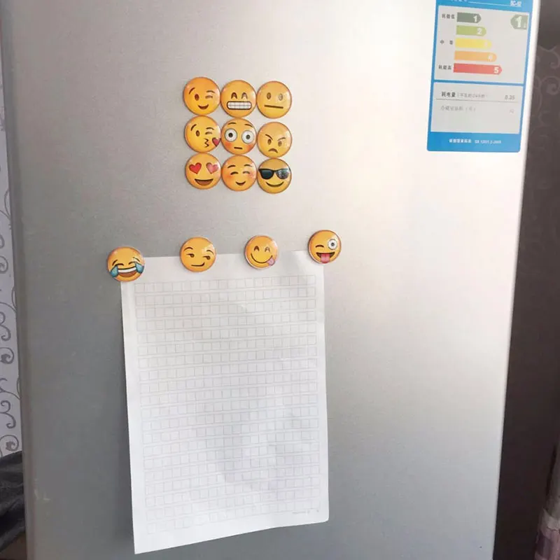 Round Smile Face Expressions Refrigerator Sticker Glass Cute Fridge Magnet Message Holder Christmas Accessories 5PCS