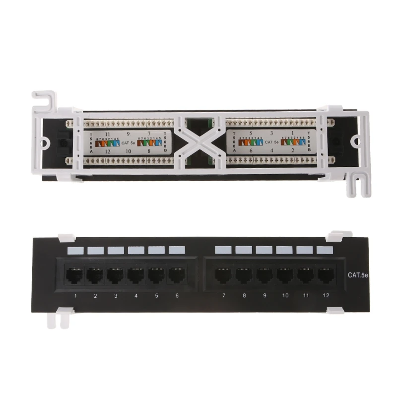 12 Port CAT5 CAT5E Patch Panel RJ45 Networking Wall Mount Rack Mount Bracket