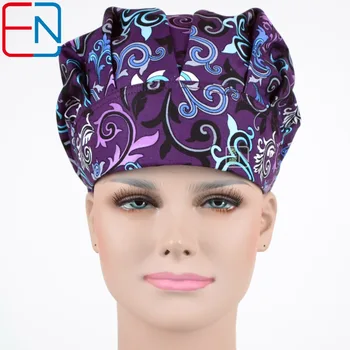 

Matin Surgical caps doctors and nurses cap and printed cotton cap long hair bouffant hat
