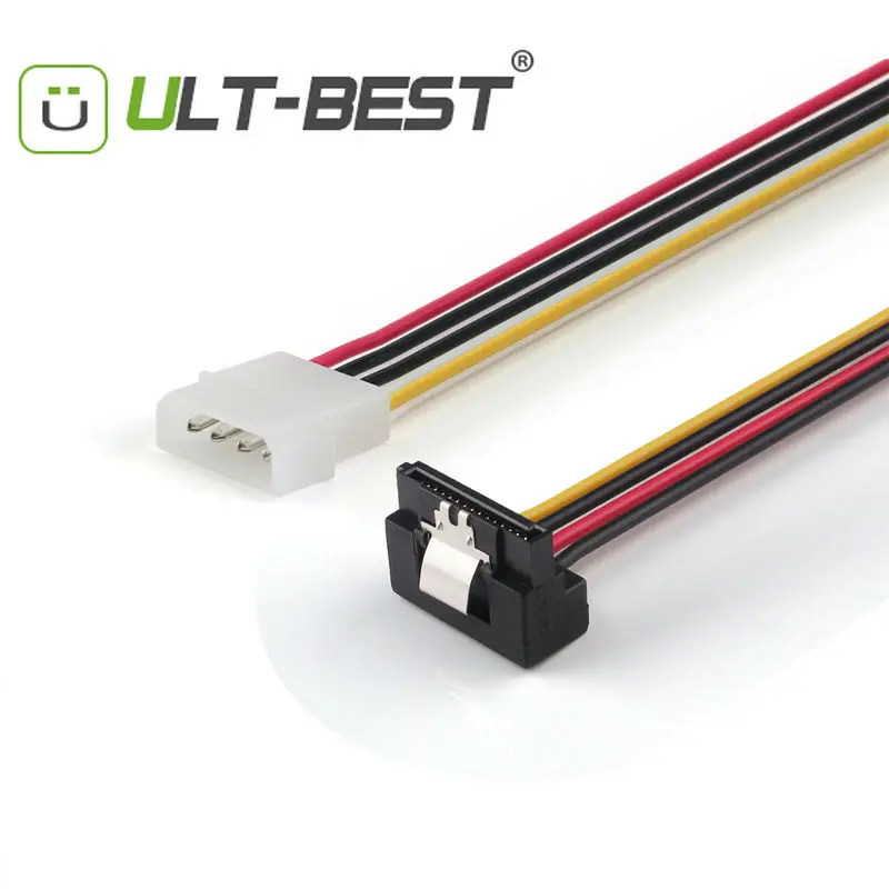 ULT-Best Molex 4pin to SATA 15pin Power Right Angle 90 Degree Hard Drive Cable 15CM Serial ATA Cables Cabo Power 