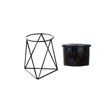 

WINOMO 1 Set of Ceram Succulent Planter Pot Flowerpot Planter and Geomatric Iron Metal Stand