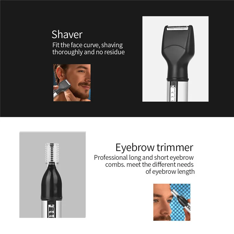 4 In 1 USB Rechargeable Nose Hair Trimmer For Men Trimer Ear Face Eyebrow Nose Hair Removal Wireless Electric Face Care Tool Kit