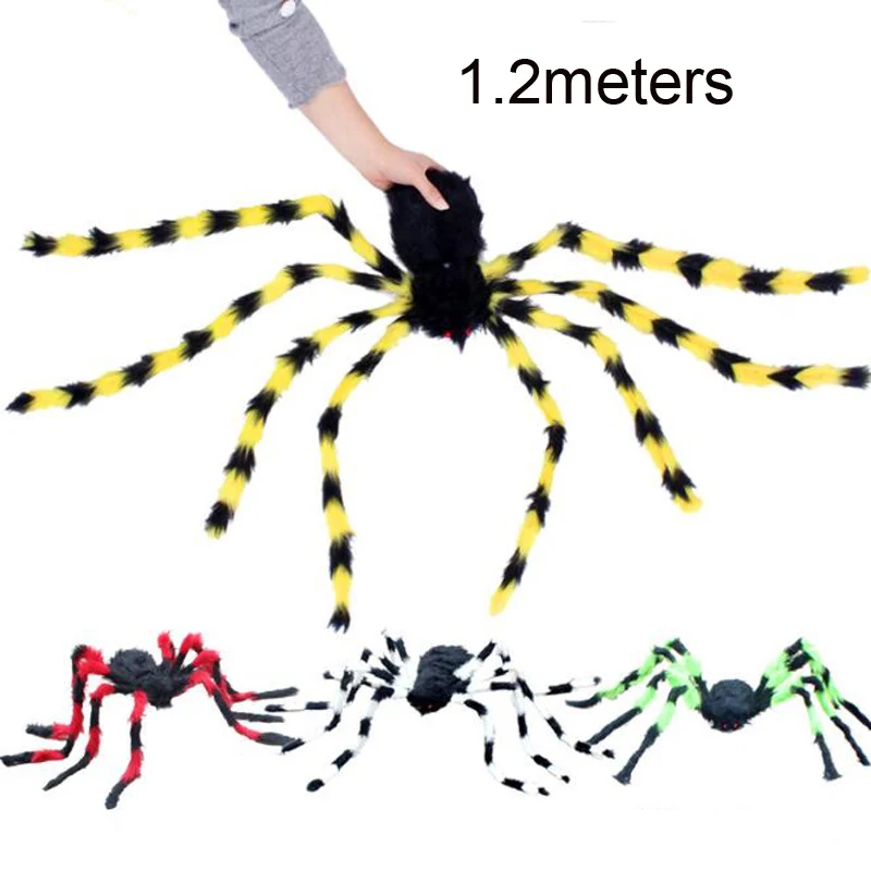 1 шт./лот Хэллоуин Опора ужас черный Красочный Паук и веб плюшевые хитрые игрушки для вечерние украшения события - Цвет: colorful spider 1.2m