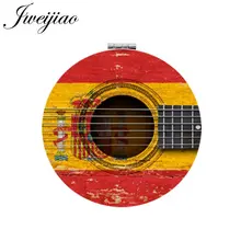 JWEIJIAO Vintage guitarra país bandera Musical espejo de bolsillo redondo cuero PU plegable compacto maquillaje espejos espejo de maquillaje