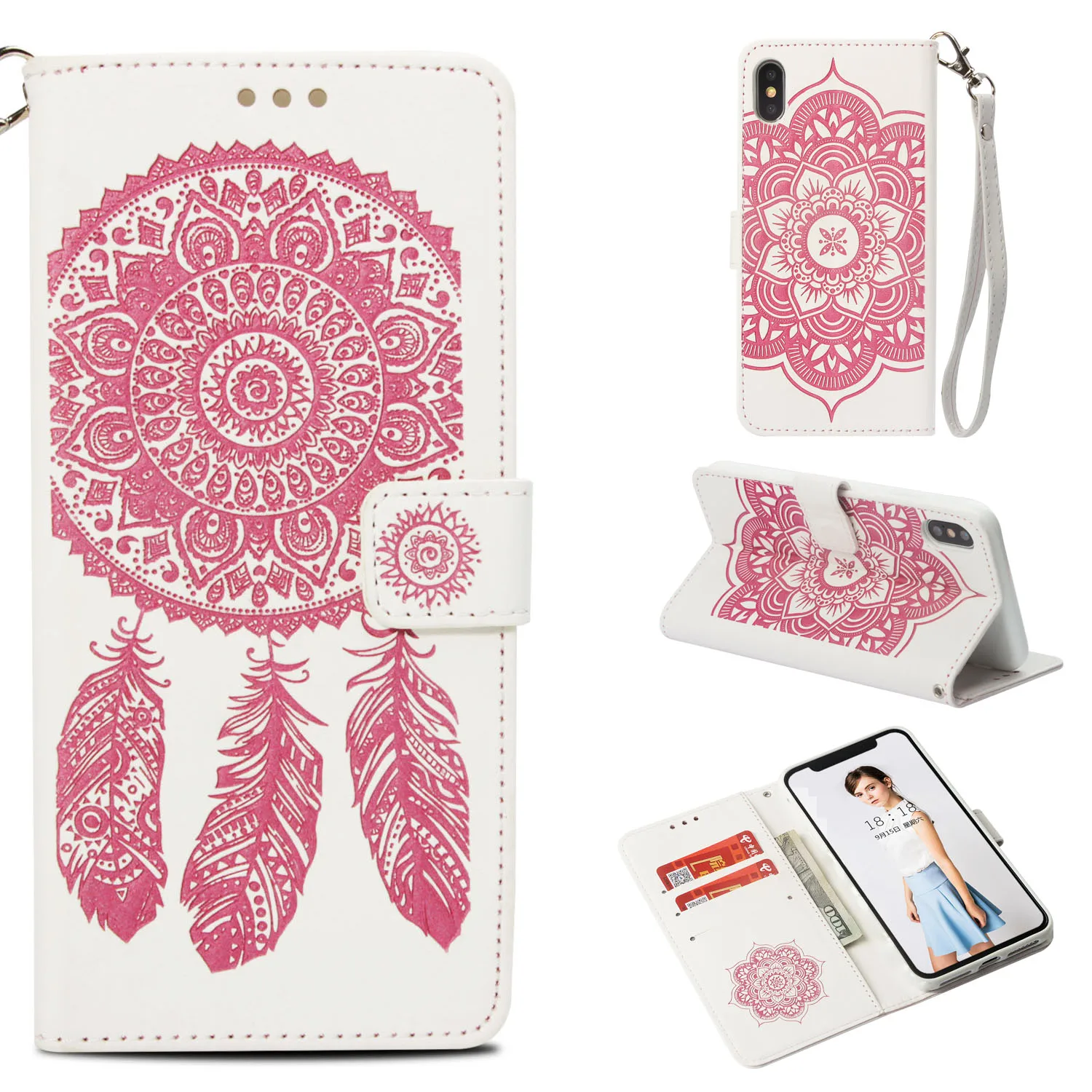 Flip Cases - Luxury Retro Printing Campanula Flower PU Leather case Wallet Stand Cover for APPLE IPHONE 6 7 8 X XS | Мобильные