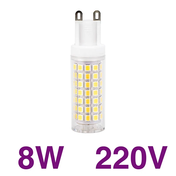 G9 светодиодный светильник без мерцания 2835SMD, 220 В, 2 Вт, 4 Вт, 6 Вт, 8 Вт, светодиодный керамический светильник на 360 градусов, кукурузный светильник, галогенная лампа для люстры - Испускаемый цвет: 8W 220V