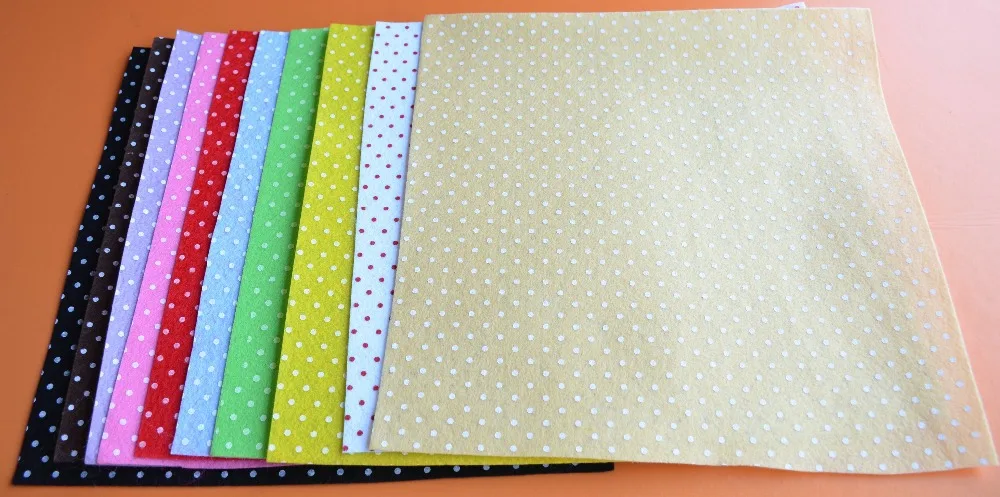 Felt Fabric Sheet 30cm x 30cm Printed Multi Colored Polka Dots