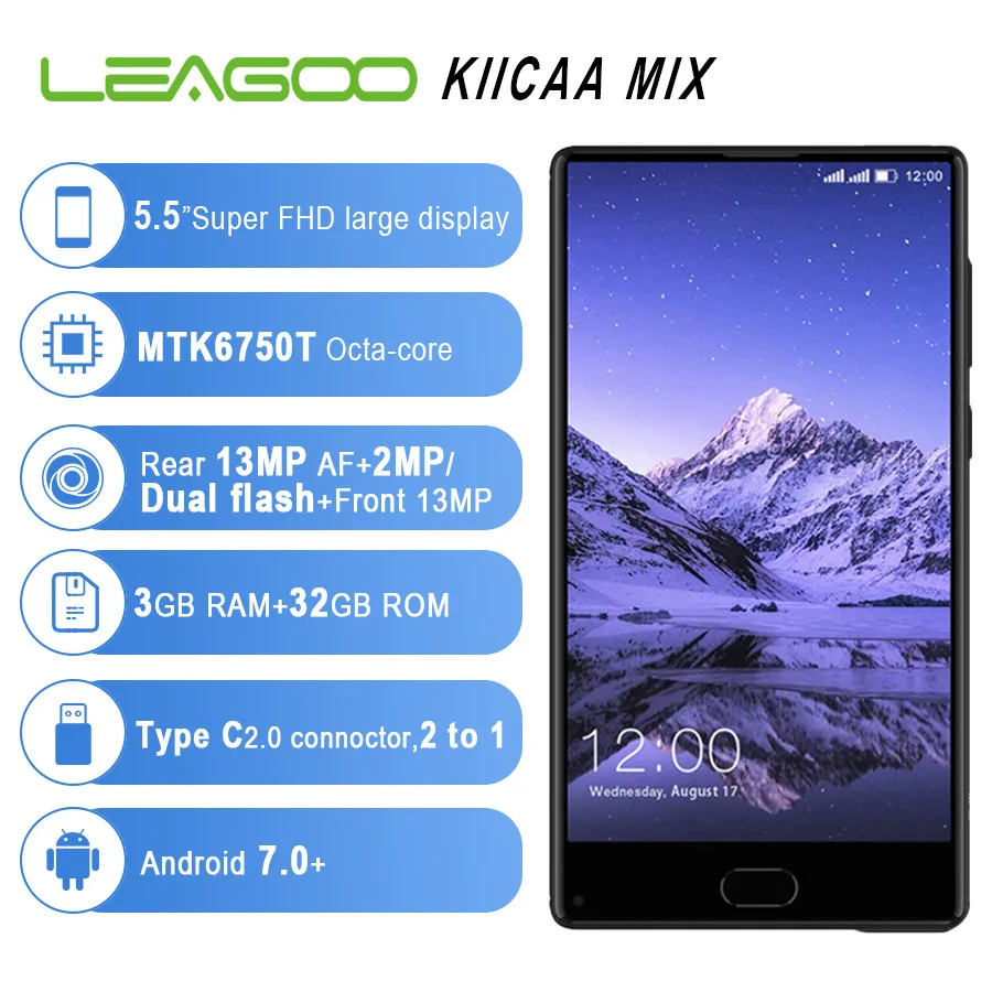 LEAGOO KIICAA MIX 4G мобильный телефон 5 &quotполный экран Android 7 0 MTK6750T Core фронтальная камера