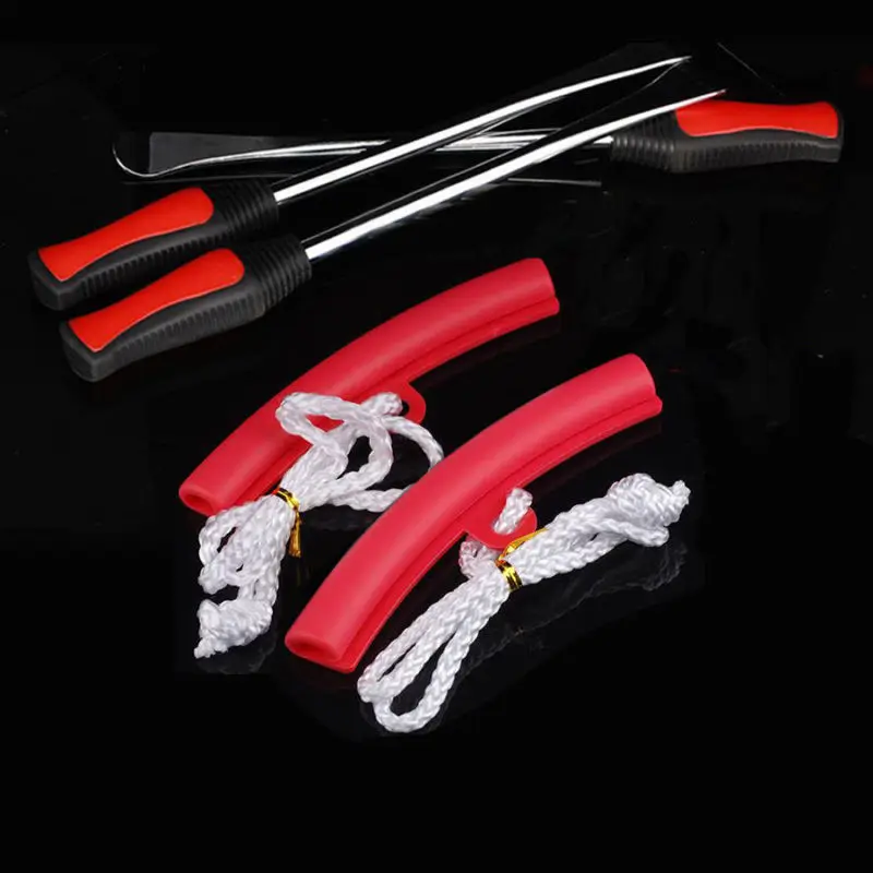 

3x Motorcycle Spoon Tire Irons Lever Changing Tools w/2x Wheel Rim Protectors