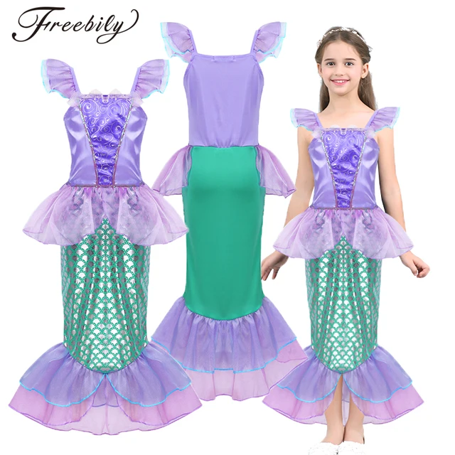 Little Mermaid Princess Ariel Costume Girls Dress up Fancy Party Dress ...