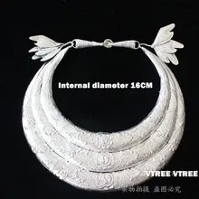 Хмонг серебряный воротник ожерелье Мяо серебряный воротник Мяо танец аксессуар Китайский народный танец костюмы хмонг аксессуары