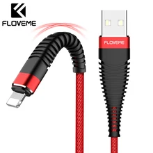 FLOVEME 1 м осветительный кабель для iPhone XR X USB кабель с высокой растягивающейся оплеткой кабель для зарядки и передачи данных для iPod iPad 1 2 Кабели синхронизации зарядного устройства