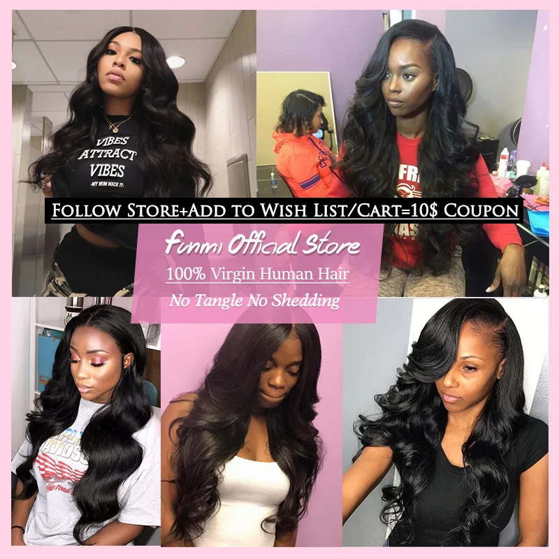 Funmi Hair Brazilian Body Wave Virgin Hair Bundles With Closure 4PCS Human Hair Bundles With Closure 8-28