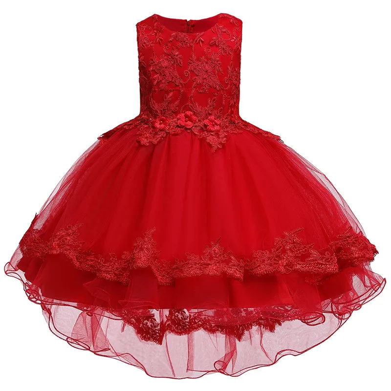 Детская одежда для дня рождения; кружевное платье с вышивкой и большим бантом для маленьких девочек; платье для свадебной вечеринки; Детские платья для девочек; платье для малышей - Цвет: red