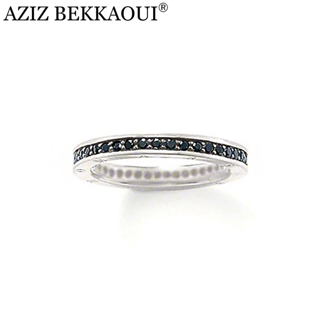 black crystal ring 3mm finger rings for women punk men ring size 6 7 men size 9 in women