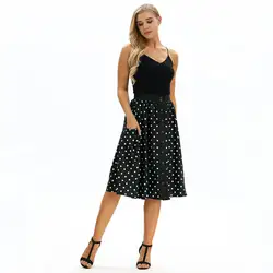 Черный Стиль юбки женские уличные Стиль линии юбки лето 2018 Высокая Талия Vogue печатных объемный накладной карман юбка