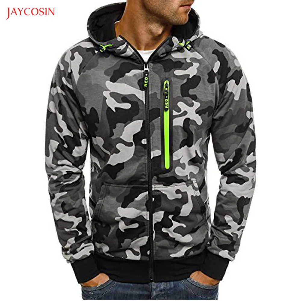

Jaycosin Clothes Men Zipper Camouflage Hoodie Sweatshirt Spring Autumn Casual Long Sleeve 3XL O-Neck Sport Travel Top Blouse