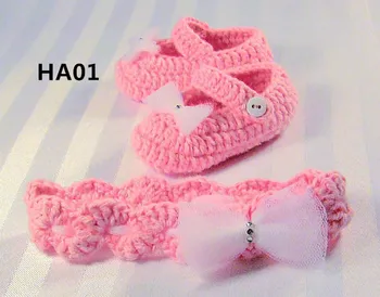 

Elegant Handmade Pink Baby Shoes, Baby Headband Pink Girl Shoes