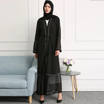 

Abayas For Women 2019 UAE Abaya Kimono Dubai Kaftan Qatar Lace Cardigan Muslim Hijab Dress Jilbab Robe Turkish Islamic Clothing