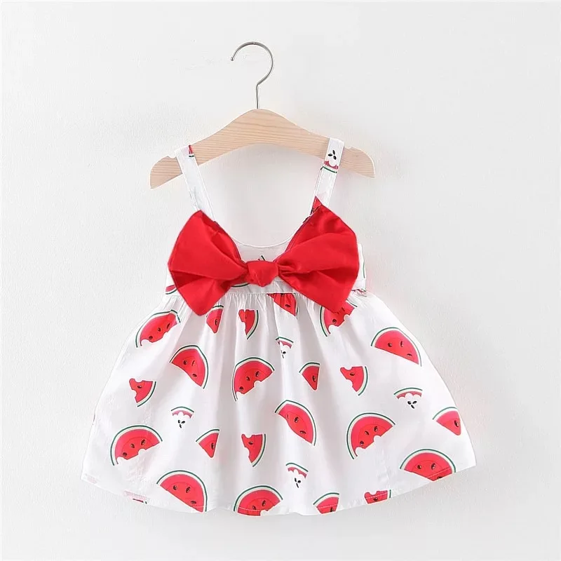 BNWIGE/милое летнее платье для маленьких девочек Хлопковое платье для девочек с принтом арбуза одежда для маленьких девочек платье с бантом для новорожденных и малышей от 0 до 24 месяцев